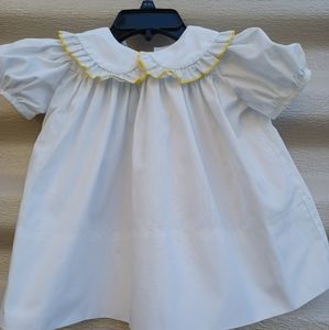 Vintage Girls Monday's Child Yellow White Dress Size 24mos. Condition is pre-own